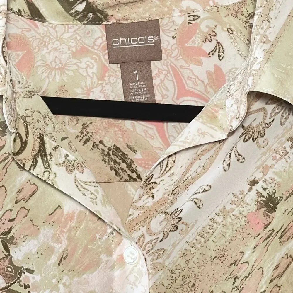 Pink Brown Cream Collared Floral Maxi Dress Beach Cover Up Button Up Wrap Size 1 - Picture 7 of 9